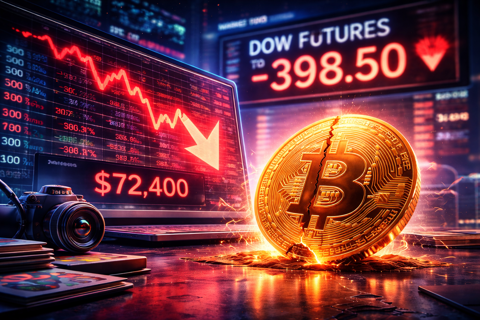 Markets Wobble as Dow Futures Slide and Bitcoin Sinks to 2024 Lows